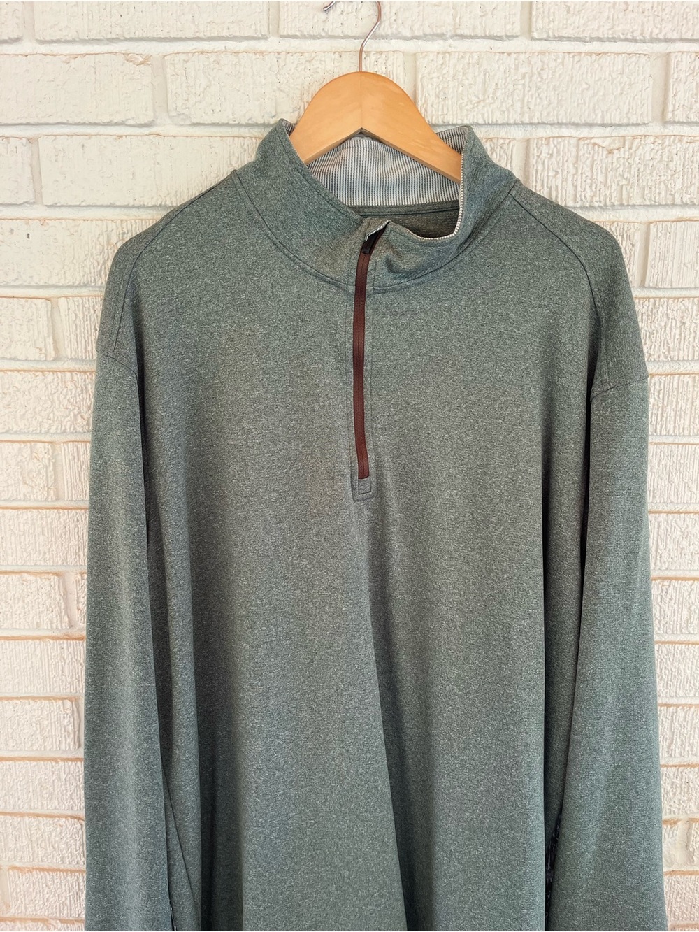 Men's Quarter-Zip Pullover Sweater - Heather Green